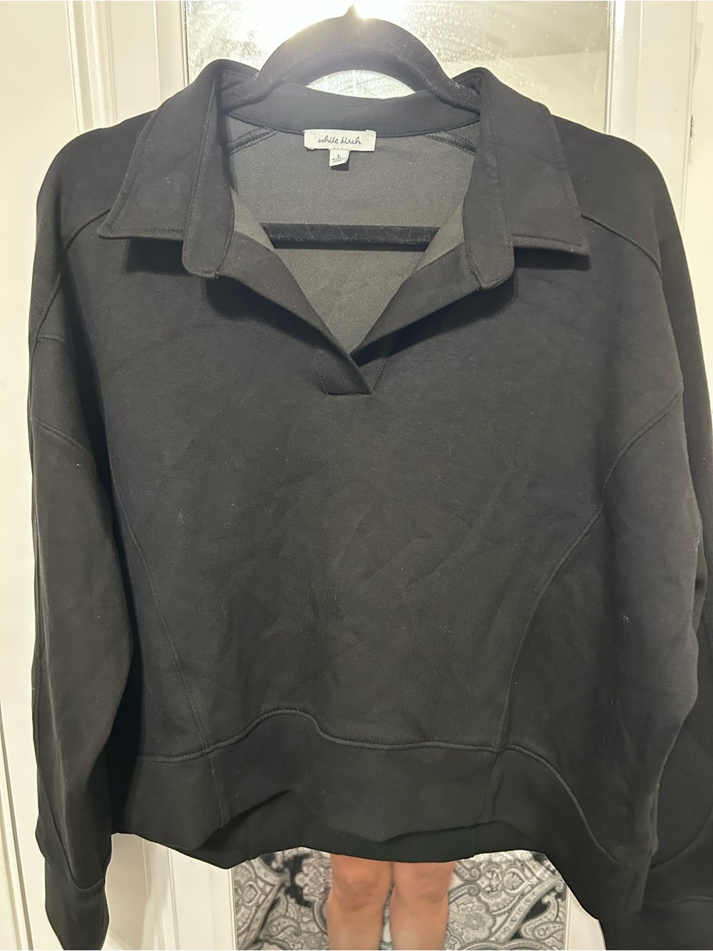 NWT White Birch Black Collared Pullover Sweatshirt